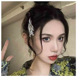 Iaceble Punk Flame Fire Hair Clip Barrette Gothic Silver Side Clip Hip Hop Hair Barrette Clip Silver Hairpin Clips Decorative Hair Accessories for Women and Girls Headdress(A)