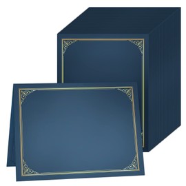 SUNEE Certificate Holders(Blue, 60 Packs, New Pattern), Diploma Covers Gold Foil Border, for Letter Size 8.5x11 Certificates, Cardstock, Document Papers