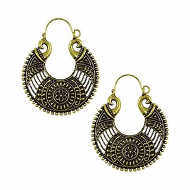 Efulgenz Indian Gold Plated Designer Fancy Party Wear Hanging Hoop German Silver Earrings Jewellery for and Women