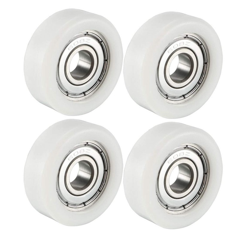 sourcing map Set of 4 Ball Bearing Pulley White 8