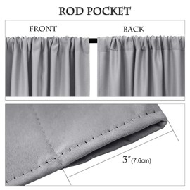 PONY DANCE Short Curtains Half Window Curtains for Kitchen, Privacy Curtain Tiers for Windows, Energy Saving Curtain Tiers for Bathroom Shades, W 29 x L 24,Silver Grey, 1 Pair