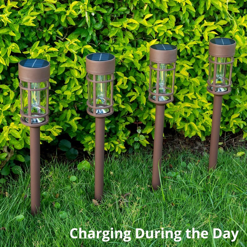 Solar Pathway Lights Outdoor Solar Lights 8 Pack Metal &