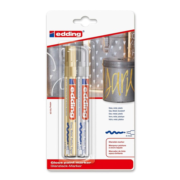 edding 750 gloss paint marker - gold, silver - pack