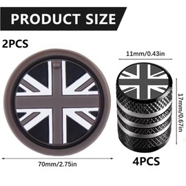 Generic 6Pcs Car Accessories Set, Include 4Pcs Tire Valve Stem Caps,2Pcs Car Cup Holder Coasters for Mini Cooper R55 R56 R57 Universal Car Accessories(Grey)