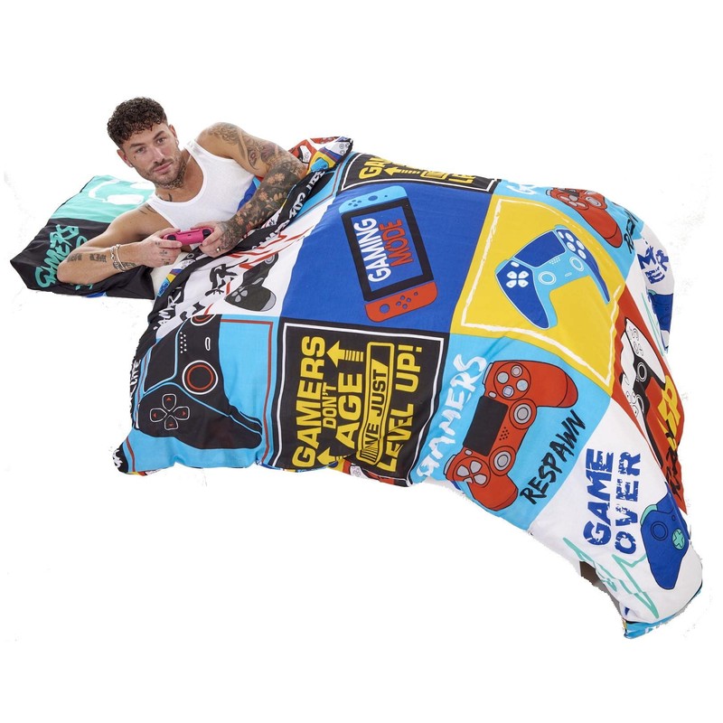 Gamer Single Duvet Cover - Gamers Respawn Level Up Design