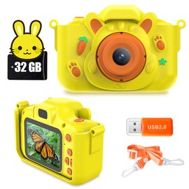 Kids Camera, Toy Camera, For Children, 50 Million High Pixels & Music Player, 2.0 Inch IPS Screen, Children's Camera, Toy, Photos, Selfies, 1080P Recording, 8x Zoom, 32 GB, SD Card Included, Game