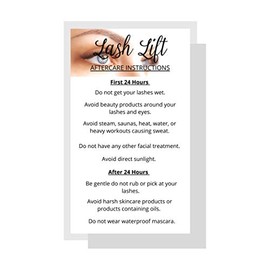 Lash Lift Aftercare Instruction Cards | 50 Pack | 2 x 3.5â inches Business Card Single Side | Eyelash Lift Kit at Home DIY aftercare Supplies | Blue Eye Photo Design