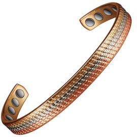 YINOX 16.5cm Female Magnetic Copper Bracelet Tri-color Magnetic Bracelet Suitable for Wife Mother (8 Magnets), Copper