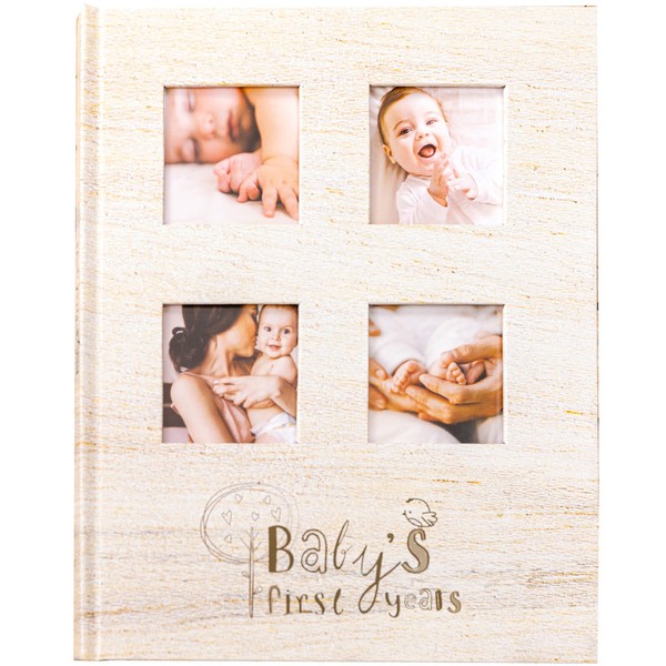 Hapinest Baby Memory Book Scrapbook Album for First 5 Years - Newborn Gender Neutral Baby Boy or Girl Keepsake Registry or Shower Gifts