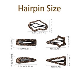 BAUIOREAD 10-Leopard Druck Haarclips, Snap auf Haarclips, Tier Druck Haarclips, Mädchen Haarclips, Leopard Druck Haarzubehör, Leopard Druck geometrische Haarclips, Frauen Kopfbedeckung