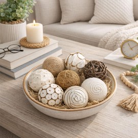 8pcs Decorative Balls for Centerpiece Bowls Filler Decor Orbs Spheres, 2 Inch Rattan Balls for Party Wedding Table Ornaments Decorative House Crafts Hanging DIY Accessories