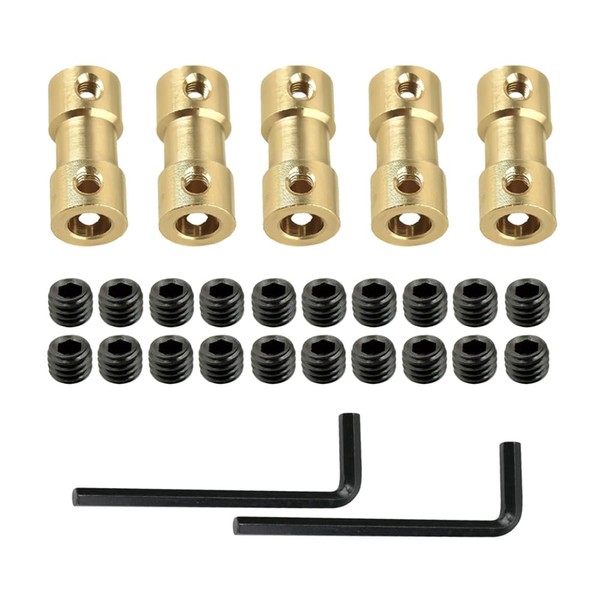 Trsnzul Brass Shaft Coupling 5 Pieces Shaft Coupling with Screws
