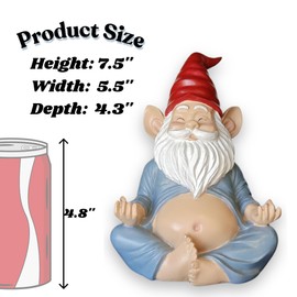 Vyxara Meditating Yoga Gnome Statue - 7.5'' Handcrafted Garden & Indoor Decor, Meditation Zen Sculpture with Lotus Pose, Weatherproof Outdoor Ornament & Home Decoration, Unique Gift for Women/Men