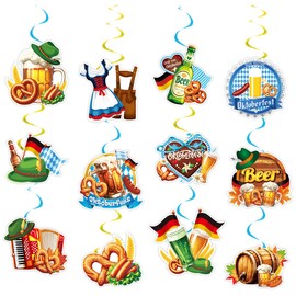 Oktoberfest Decoration Set, 24 Pieces Oktoberfest Decoration Party Hanging Swirl Decoration, Bavarian Decoration Streamers, Oktoberfest Party Decoration, Bavarian Garland for Oktoberfest Party