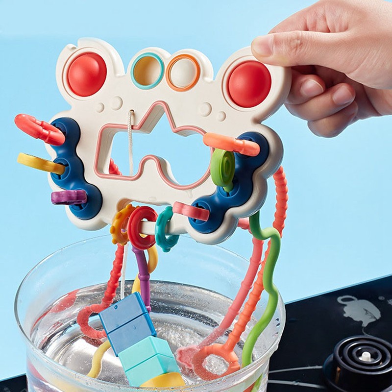 Baby Pull String Toys Silicone Travel Pull String Activity Sensory