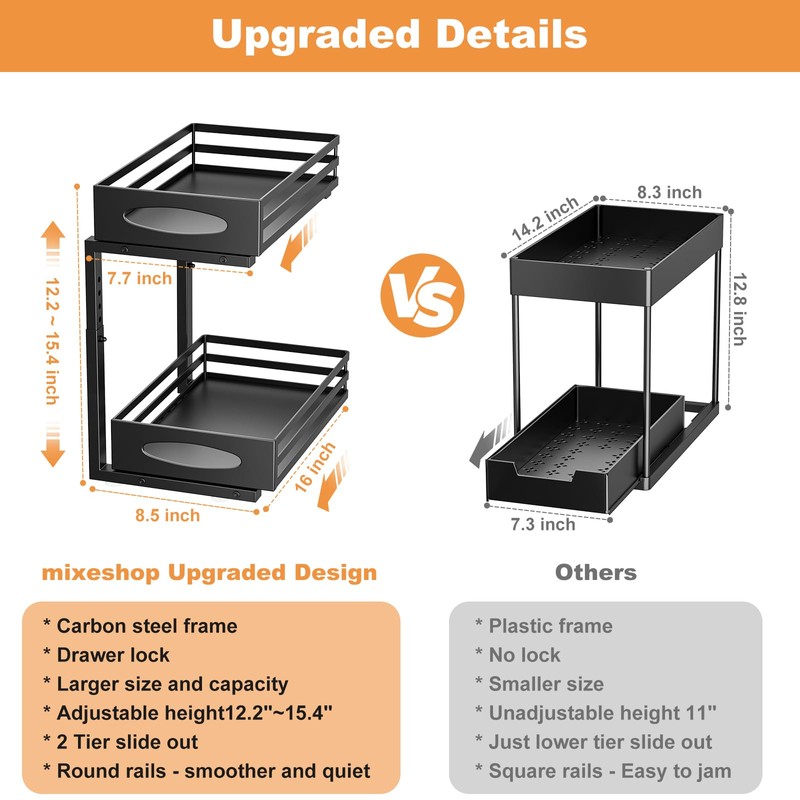 Under Sink Organizer, 2 Tier Under Sink Organizers and Storage,