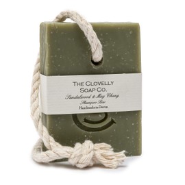 Clovelly Soap Co Natural Handmade Sandalwood & May Chang Shampoo Soap on a Rope Bar For All Skin Types 100g