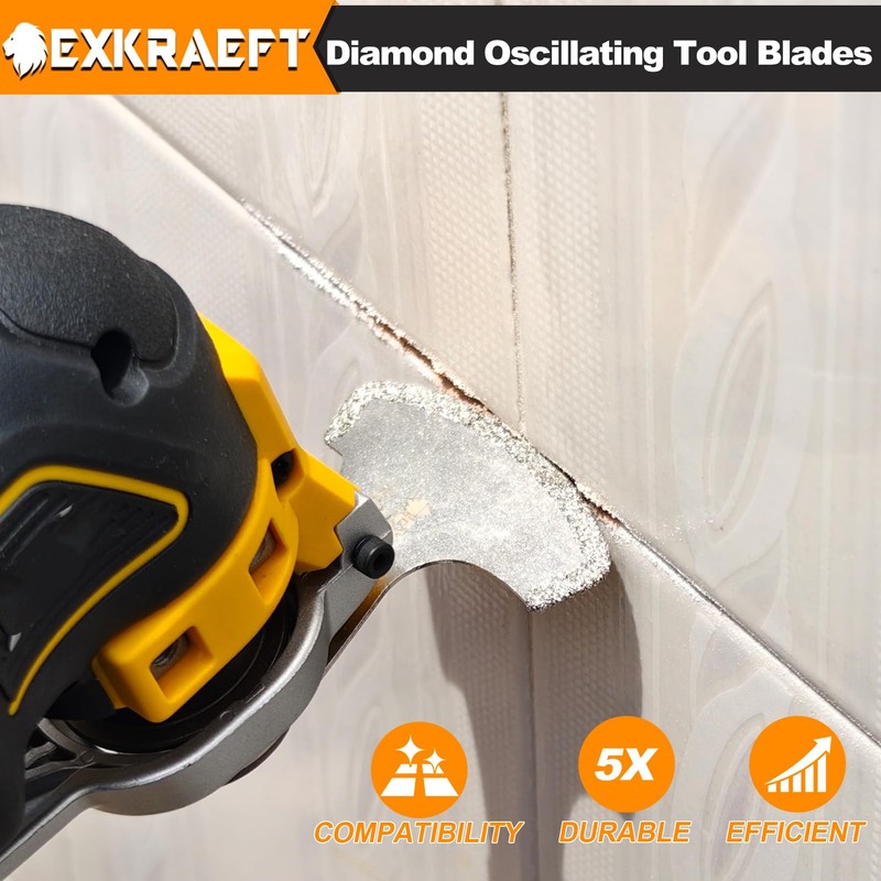 EXKRAEFT 5PCS Diamond Oscillating Multi Tool Blades for Grout Removal,
