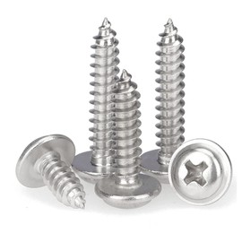 50 Pcs Flange Self Tapping Screws, M5 x 16mm x 10mm Multi Purpose Screws, 304 Stainless Steel, Phillips Screws for Wood, Drywall and Furniture