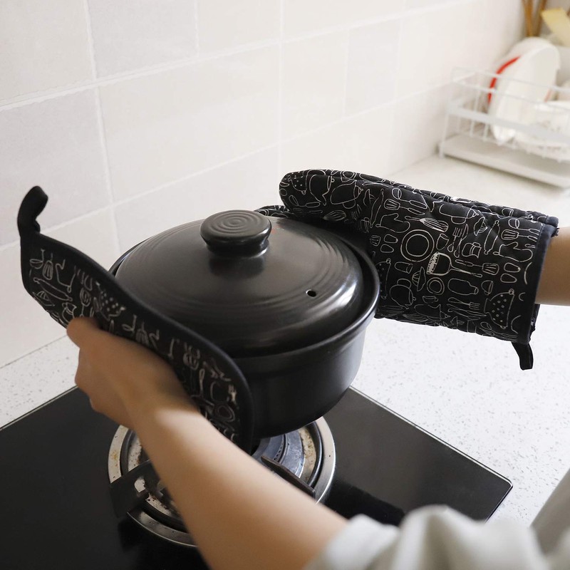 Oven Gloves and Pot Holder Set Baking Gloves Heat Resistant