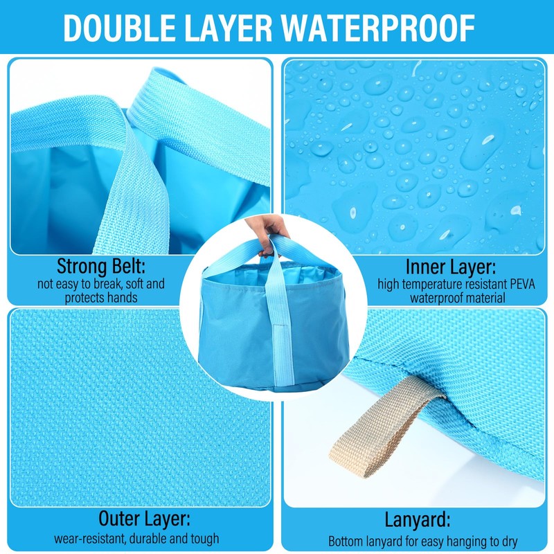 12 Pcs 15L Foldable Foot Soaking Tub Kit Portable Foot