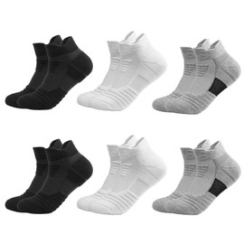 NELAPARO Calcetines Deportivos, Calcetine Largos con Parte Inferior de Toalla Gruesa, Calcetas Antideslizantes Duradero para Hombre Mujer, Calcetines Acolchados para Correr, Basquetbol, Gym 6 Pares