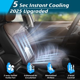 Paffenery 2025 Upgraded Cooling Car Seat Cover Front Seat, 12V-24V Ventilated Cooling Car Seat Cushion, Cooled Seat Cover for Car SUV Truck Universal Fit, Fashion Brown