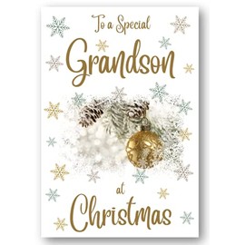 Second Ave Grandson Christmas Gold Bauble Xmas Holiday Festive Greetings Card