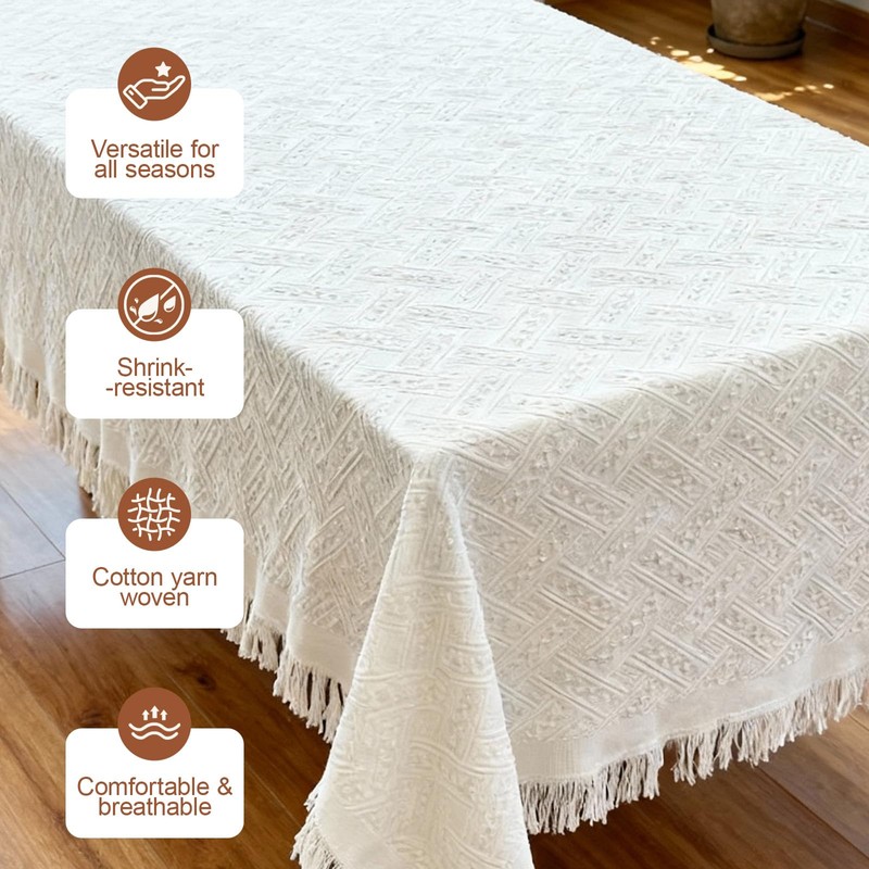 Beach Blanket 91x71'' White Picnic Blanket, Decorative Picnic Blanket