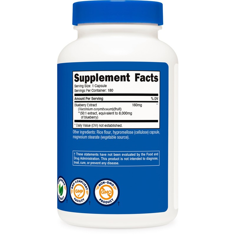 Nutricost Blueberry Extract 8000mg Equivalent (from 160mg of 50:1 Extract),