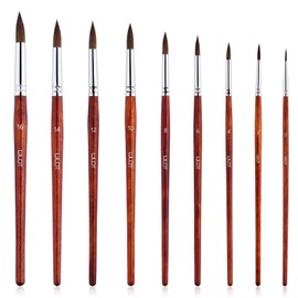 Pinceles Acuarela Sable 9 Piezas Pinceles Profesionales Kolinsky con Punta Redonda para Acrílicos Tintas Gouache Óleo Témpera Pintura
