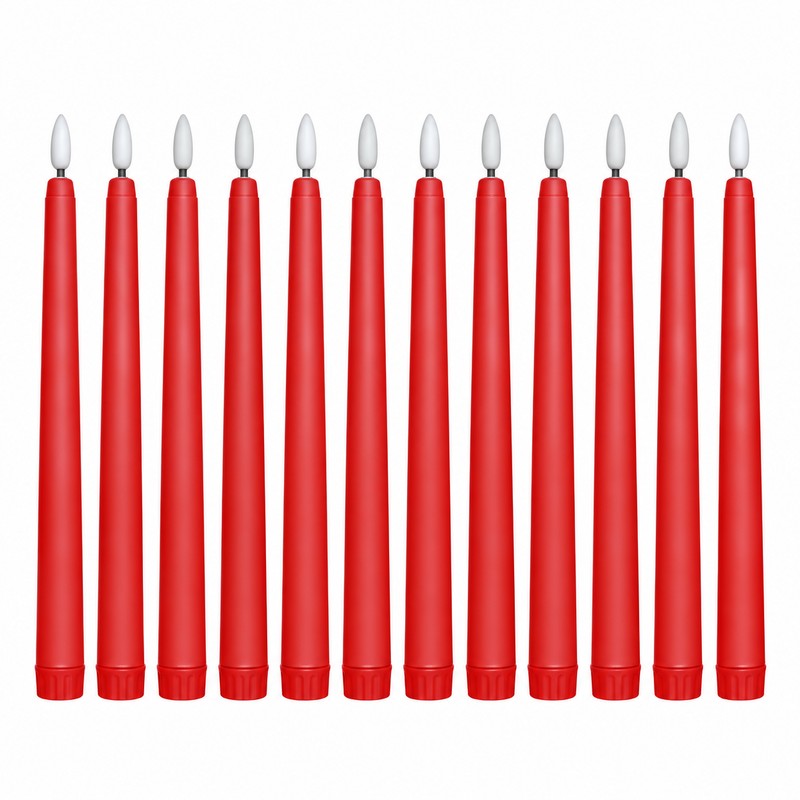 12 PCS Flameless LED Taper Candles – Battery Powered White