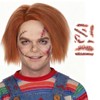 FYXZHUO Men’s Short Golden Brown Straight Wig With False scar