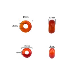 BEADIA Natural Red Agate Rondelle Stone with Large Hole (5.5mm) Loose Semi Gemstone Beads for Jewelry Making 14mmx7.5mm 12pcs