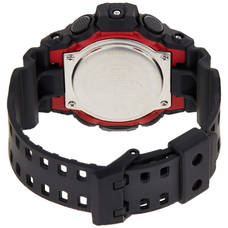 G-SHOCK GA700-1A Mens Black/Red Analog/Digital Watch with Black Band