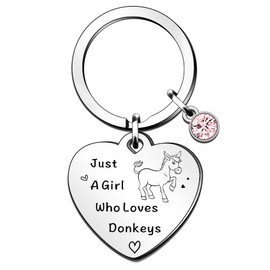 QMVMV Funny Donkey Keyring Gifts Animal Lover Gift Just A Girl Who Loves Donkeys Donkey Lover Gift For Women Girls, Who Loves Donkeys Keyring