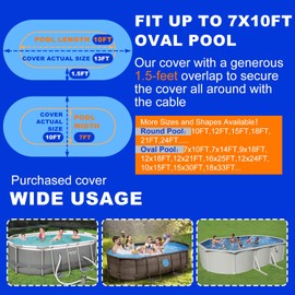 12x21 ft Oval Pool Covers for Above Ground Pools,Heavy Duty Durable Tearproof PE Material, Rectangle Winter Pools Cover,Cold-Resistant Anti-UV Waterproof Snowproof,with Winch and Cable Set-Aibiley