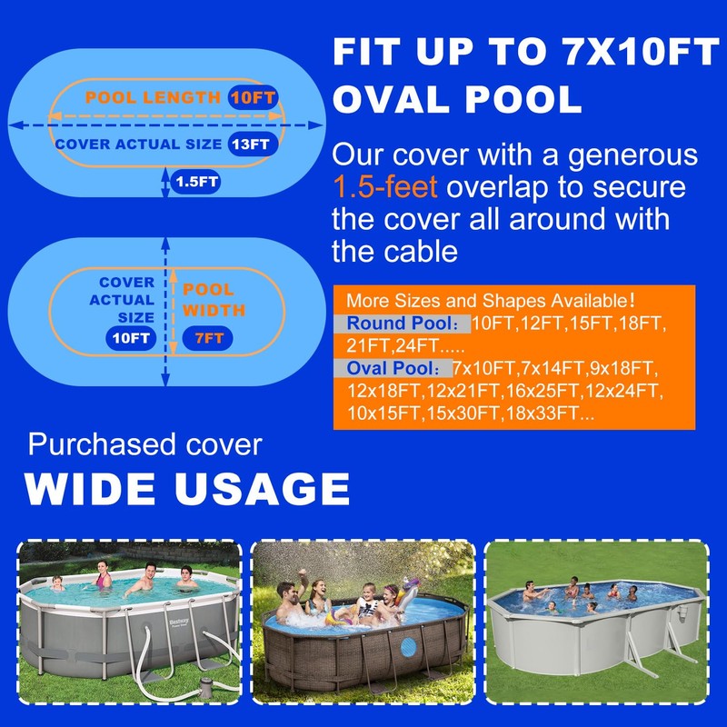 12x21 ft Oval Pool Covers for Above Ground Pools,Heavy Duty
