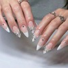 IMRAIN French Tips Press on Nails Medium Almond White Fake