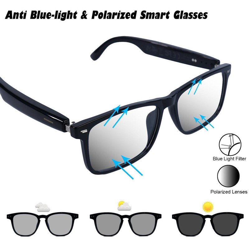 AI Smart Glasses Polarized Audio Sunglasses with Speaker Translation Glasses