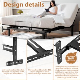 Universal Bed Headboard Brackets, Adjustable Bed Base for Twin/King/Queen/Full Size Beds Headboard Wall Mounting Bracket with Footboard Extension Kit Thickening