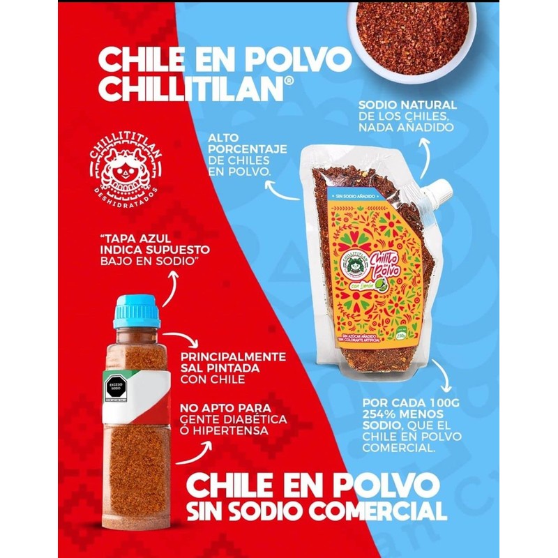 CHILLITITLAN Chilito en Polvo sin Sodio Añadido, 210g