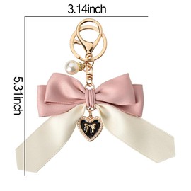 Pink Bow Bowknot Keychain for Girls Cute Door Car Keys Keychain for Girls Pearl Keychain for Bag Purse Charms for Handbags Bow Keychain Accesories for Women Girls Wallet Pendant Decorations