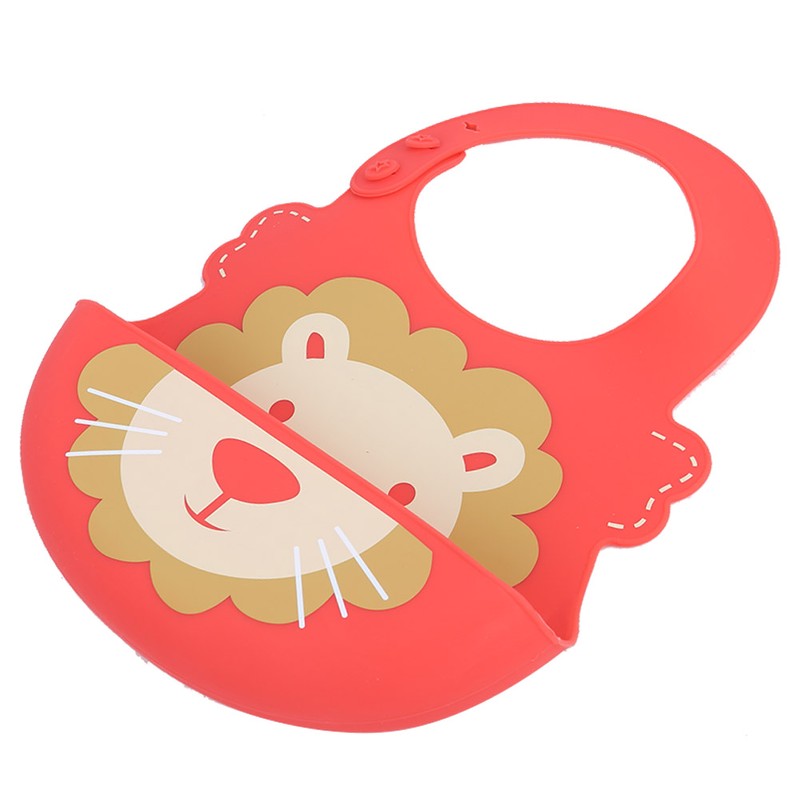 Baby Bib Washable Waterproof Superbib Reusable Infant Cartoon Feeding TowelRed