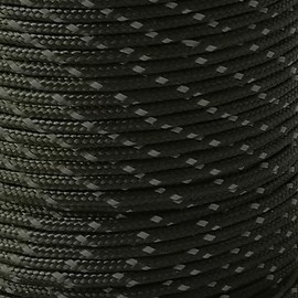 2mm Paracord Reflective Micro Cord Strong Bushcraft Lanyard Camping Hiking DIY (Black, 5 meters)