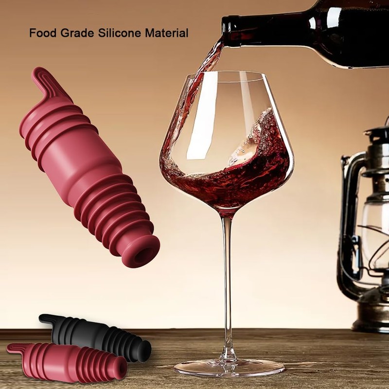 SisBroo Silicone Wine Stopper Reusable Wine Bottle Stopper, 8Pcs Champagne