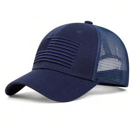 Agturber Mens American Flag Trucker Hat Breathable Mesh Baseball Cap Adjustable Low Profile Snapback Hat Navy Blue