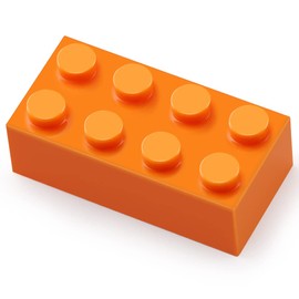 Feleph 100pcs 2x4 Bricks Orange Pieces Parts Building Kits Creative Play Set Basic Blocks Toy Accessories Compatible with 3001 Major Brands