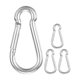 M METERXITY 4-Pack Spring Snap Hooks, M5 304 Stainless Steel 1.97 Inch Quick Link Snap Hooks for Keychain Clip/Hammock/Hiking, D Ring Shape Trigger Buckle Clips
