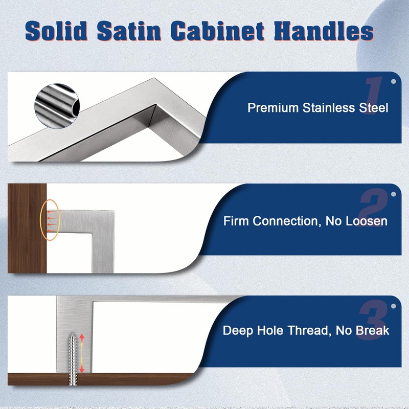 KNOBWELL 10 Pack 6-3/10" Cabinet Handles Brushed Nickel, Euro Style